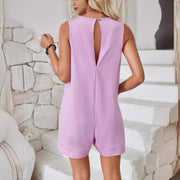 Women's sleeveless shorts jumpsuit with pockets, view 6 - MRSLM