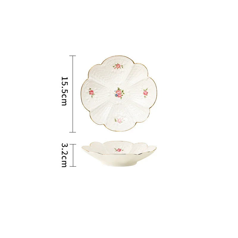Retro floral ceramic dessert plate, view 3 - MRSLM