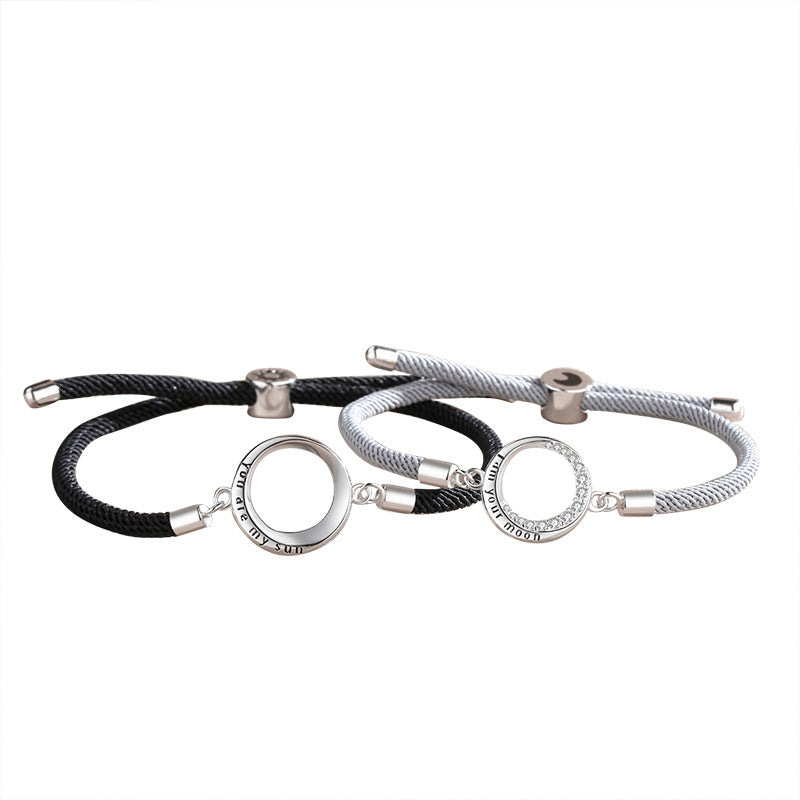 sun and moon couple bracelets sterling silver, view 5 - MRSLM