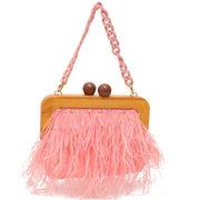 feather evening clutch with acrylic chain, view 3 - MRSLM