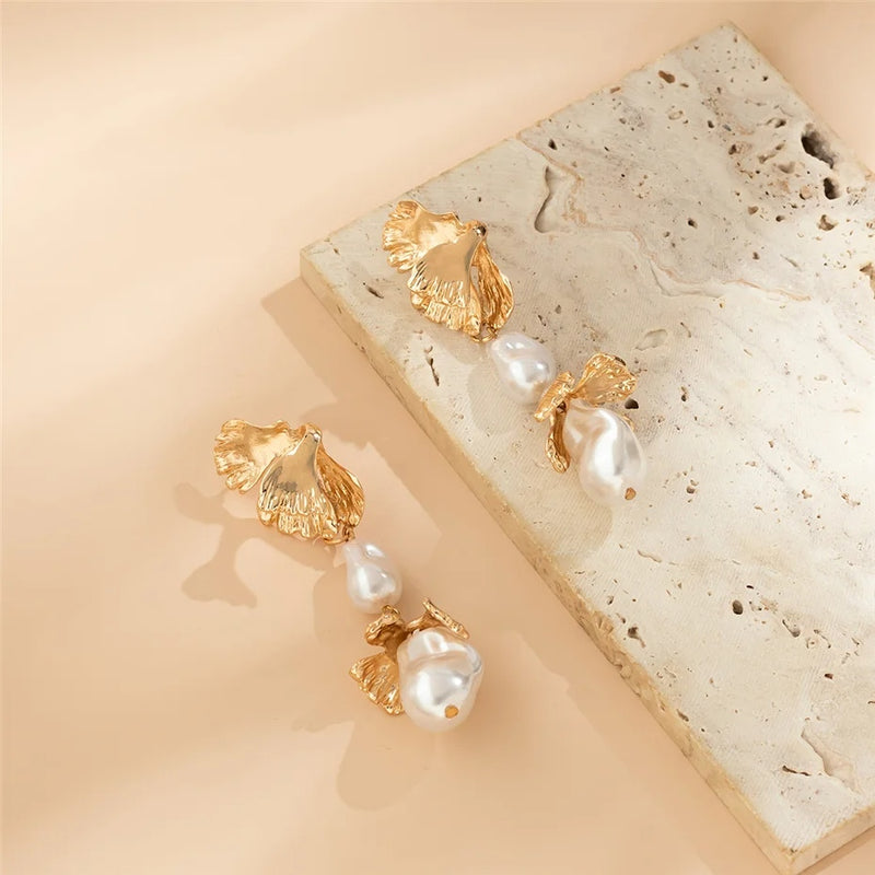 petal flower drop earrings, view 3 - MRSLM