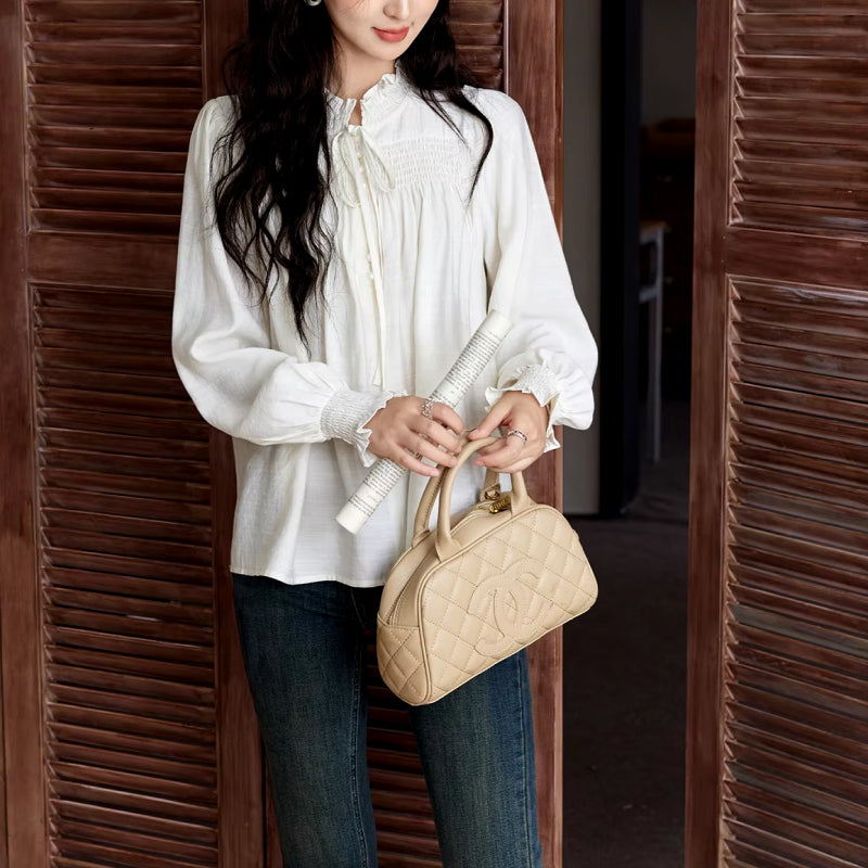 women's ruffle collar long sleeve blouse, view 4 - MRSLM