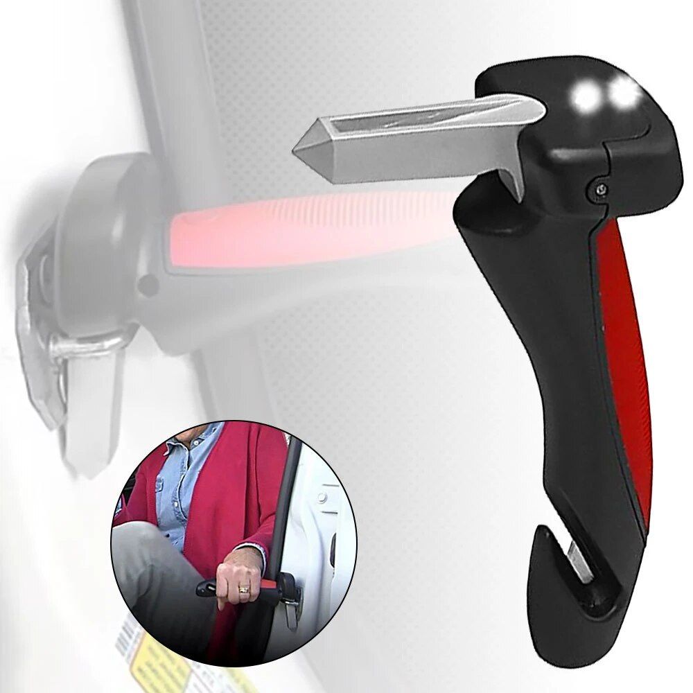 3-in-1 Car Door Assist Handle with Safety Features: Mobility Aid, Seatbelt Cutter, Window Breaker