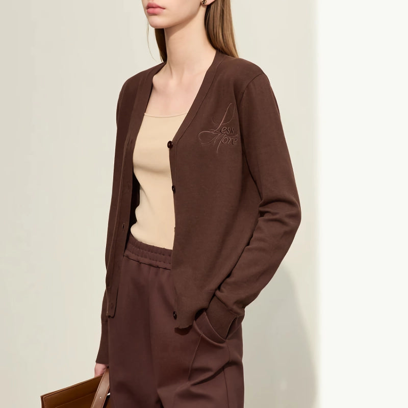 V-neck embroidered knit cardigan, view 4 - MRSLM
