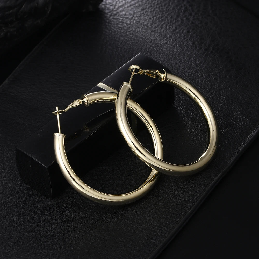 18K Gold Plated Smooth Circle Hoop Earrings