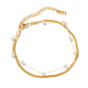 shell bead snake chain anklet, view 2 - MRSLM