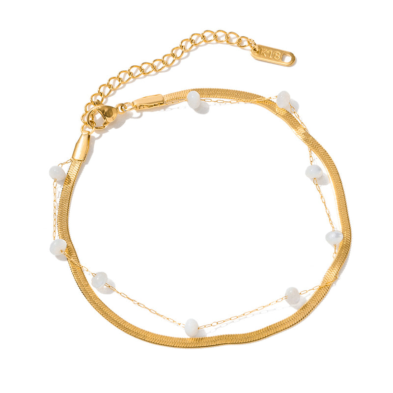 shell bead snake chain anklet, view 2 - MRSLM