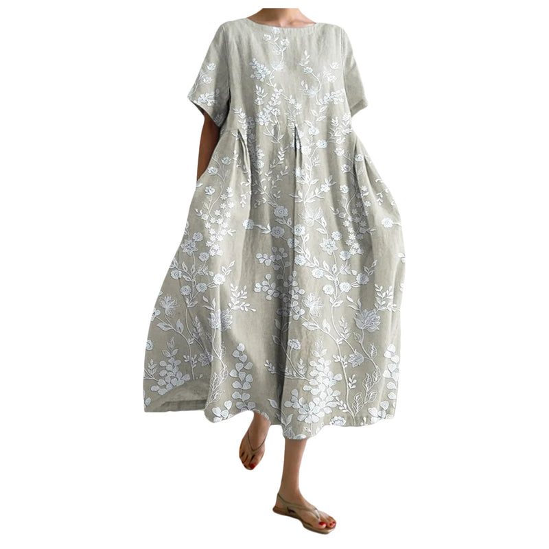 women's round neck 3D print dress, view 3 - MRSLM