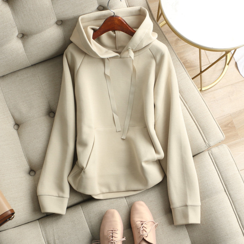 women's plain hooded drawstring sweater - MRSLM
