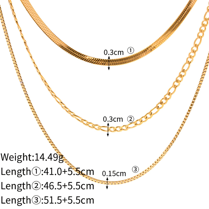layered snake chain necklace, view 2 - MRSLM