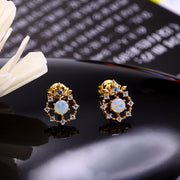 zircon opal ear studs, view 2 - MRSLM