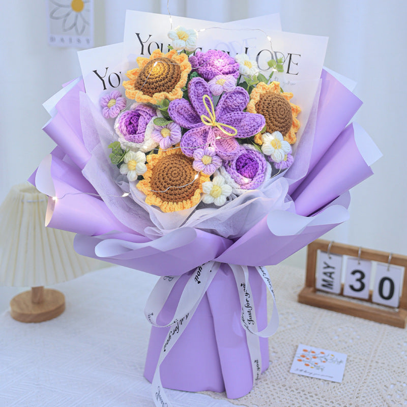 knitted wool flower bouquet, view 12 - MRSLM