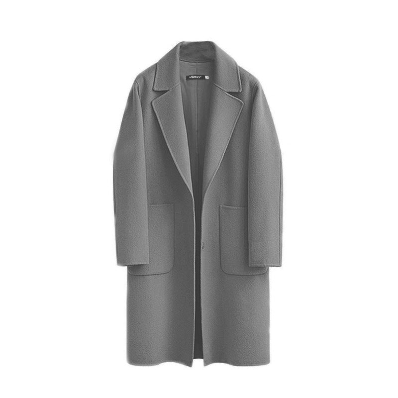 Women's long loose wool-blend coat, view 7 - MRSLM