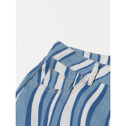 high-waist striped denim trousers, view 8 - MRSLM