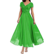 Women's short sleeve long evening dress, view 2 - MRSLM