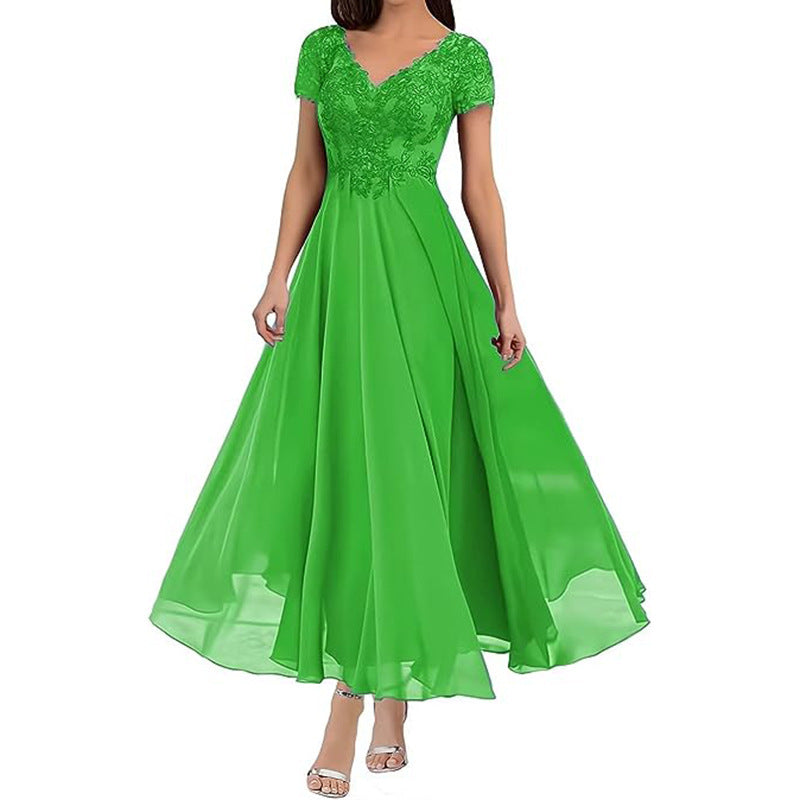 Women's short sleeve long evening dress, view 2 - MRSLM
