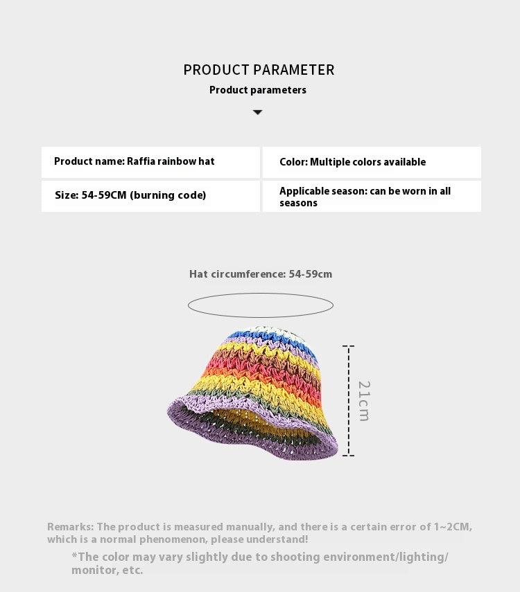 rainbow straw bucket hat, view 4 - MRSLM
