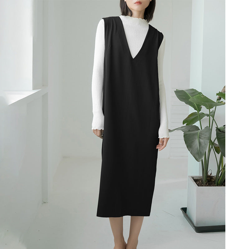 sleeveless V-neck long dress, view 6 - MRSLM