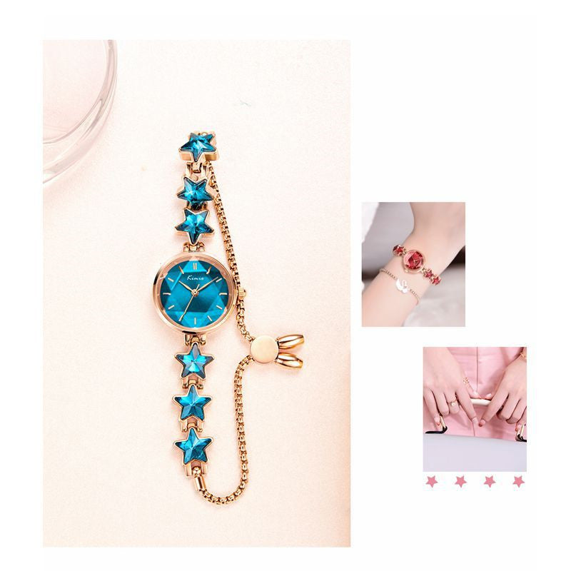 ladies rose gold stretch bracelet quartz watch - MRSLM