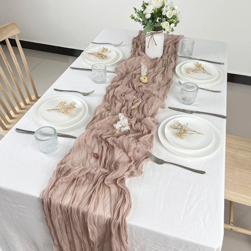 semi-sheer gauze table runner, view 7 - MRSLM