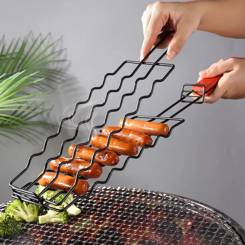 stainless steel BBQ hot dog grill basket, view 5 - MRSLM