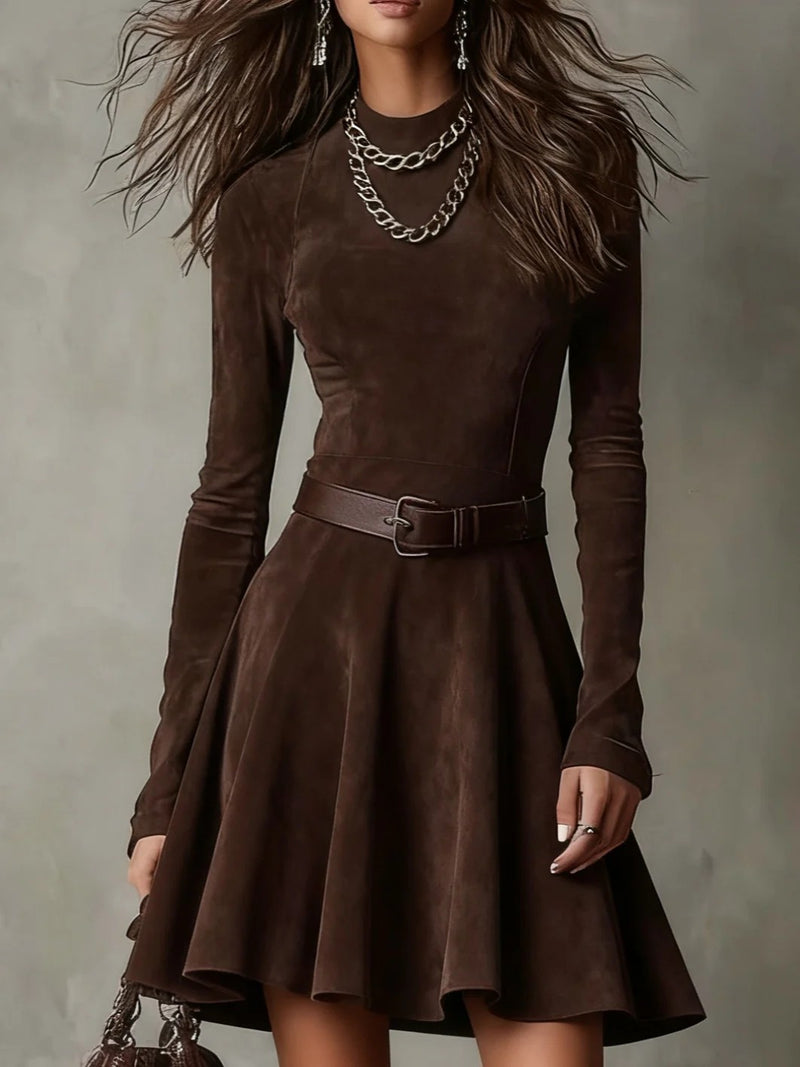 women's brown fishtail dress, view 6 - MRSLM