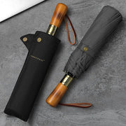 large automatic folding umbrella with wooden handle - MRSLM