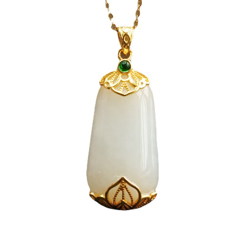 Natural Hetian jade silver inlay pendant, view 3 - MRSLM