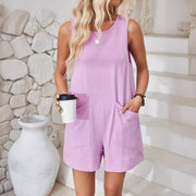 Women's sleeveless shorts jumpsuit with pockets, view 5 - MRSLM