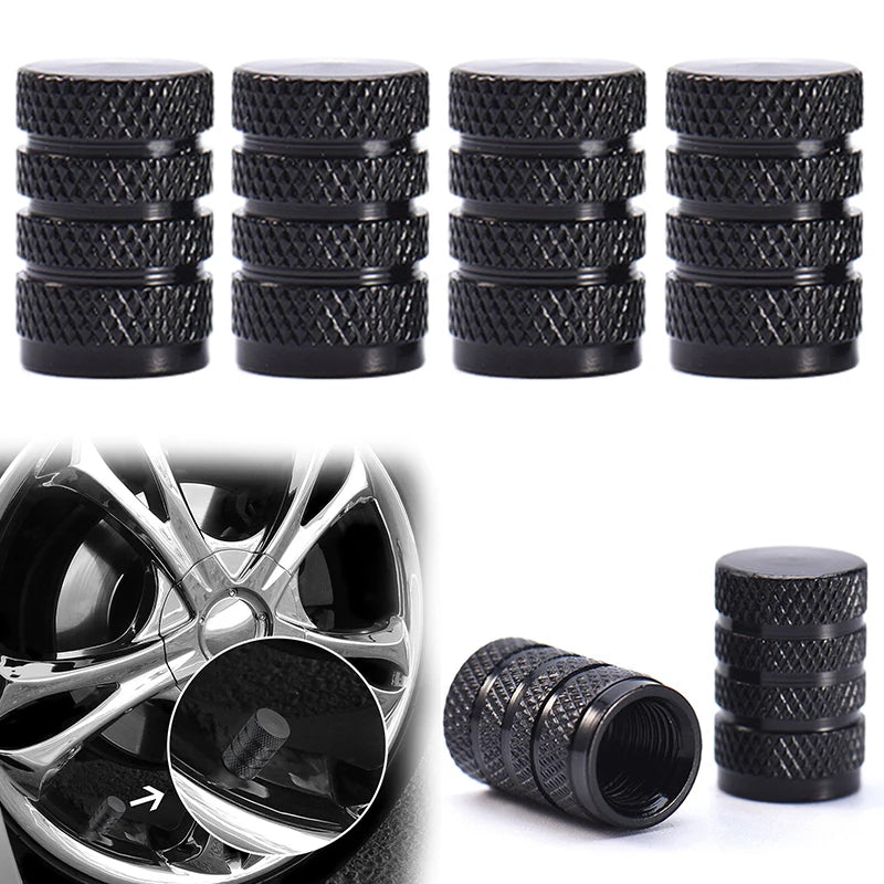 4pcs black aluminum tire valve stem caps, view 3 - MRSLM