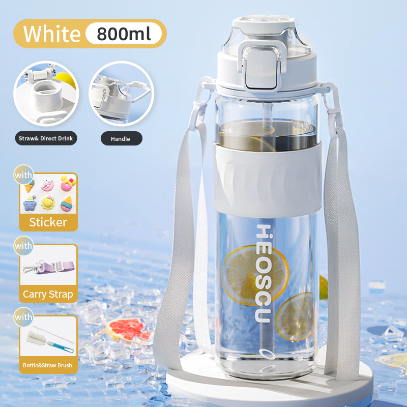 800ml insulated glass water bottle with tea filter, view 3 - MRSLM