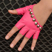 Studded half finger dance gloves, view 3 - MRSLM
