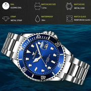 men's stainless steel luminous quartz watch, view 4 - MRSLM