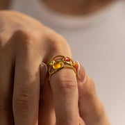 stainless steel mesh open ring with resin diamond, view 6 - MRSLM