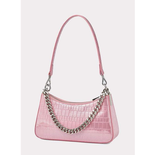 alligator pattern leather shoulder bag, view 2 - MRSLM