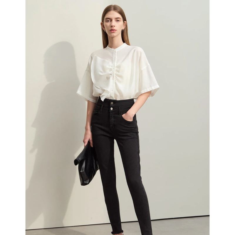 asymmetrical collar blouse, view 5 - MRSLM