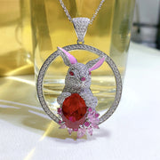 rabbit pendant necklace dove blood red - MRSLM