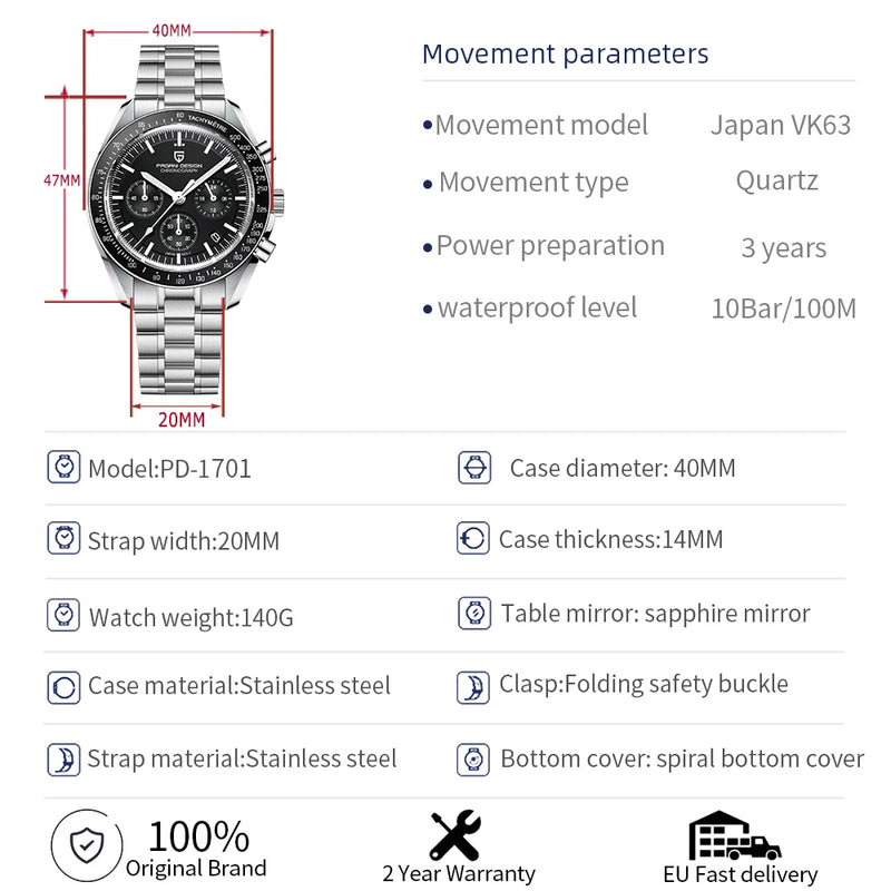 men's quartz chronograph watch, view 7 - MRSLM