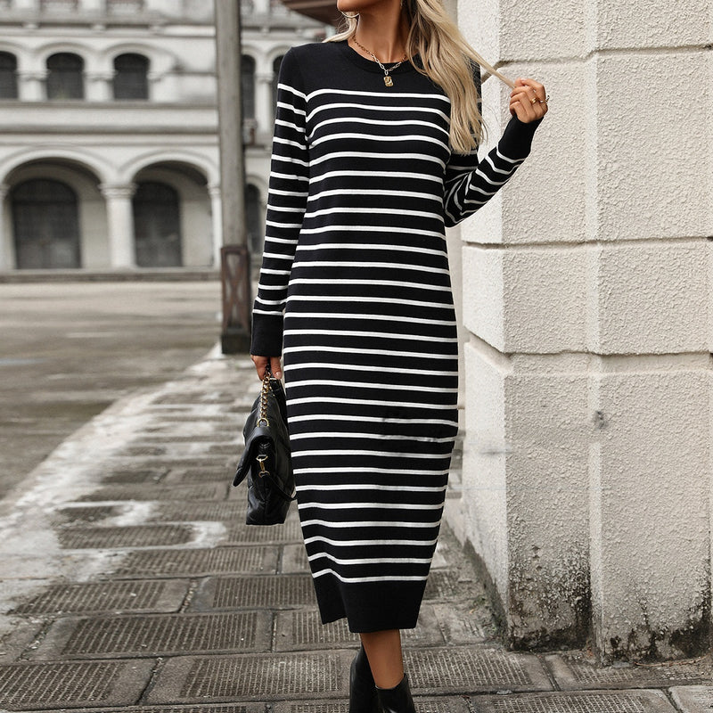 striped knit dress, view 5 - MRSLM