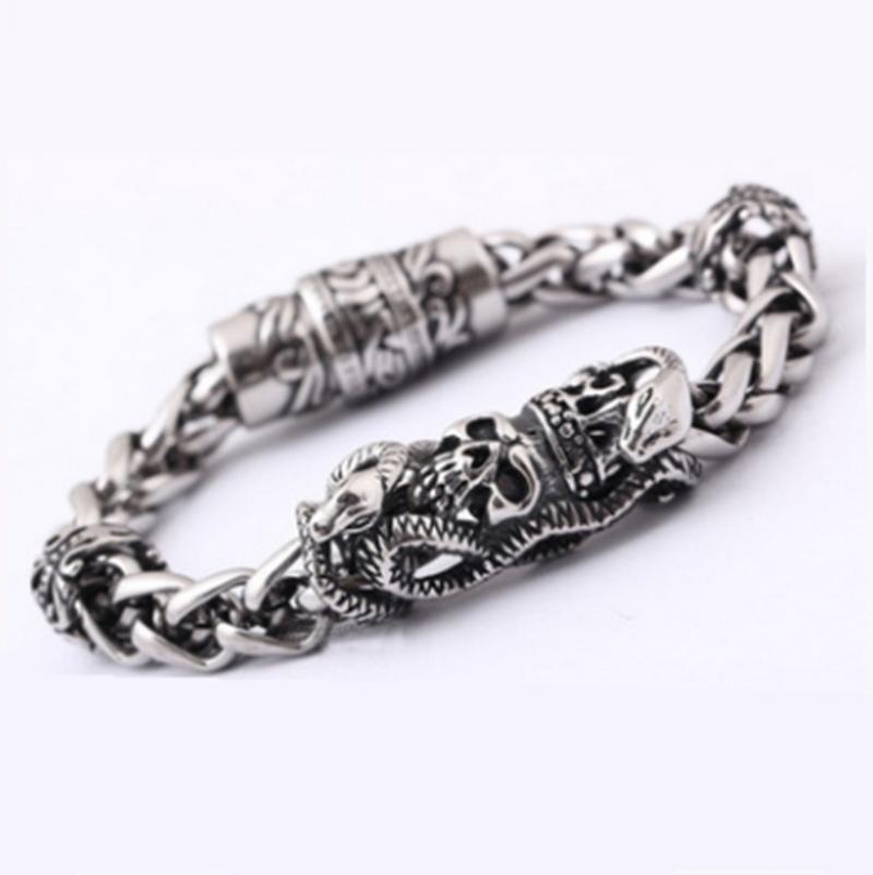 stainless steel magnet skull bracelet - MRSLM