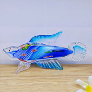 Blue glass ocean fish ornament, view 7 - MRSLM