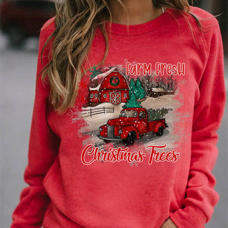women's pumpkin print thin christmas sweater - MRSLM