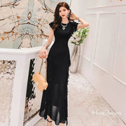 Ruffled high-waist sheath dress, view 7 - MRSLM