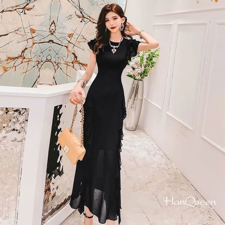 Ruffled high-waist sheath dress, view 7 - MRSLM