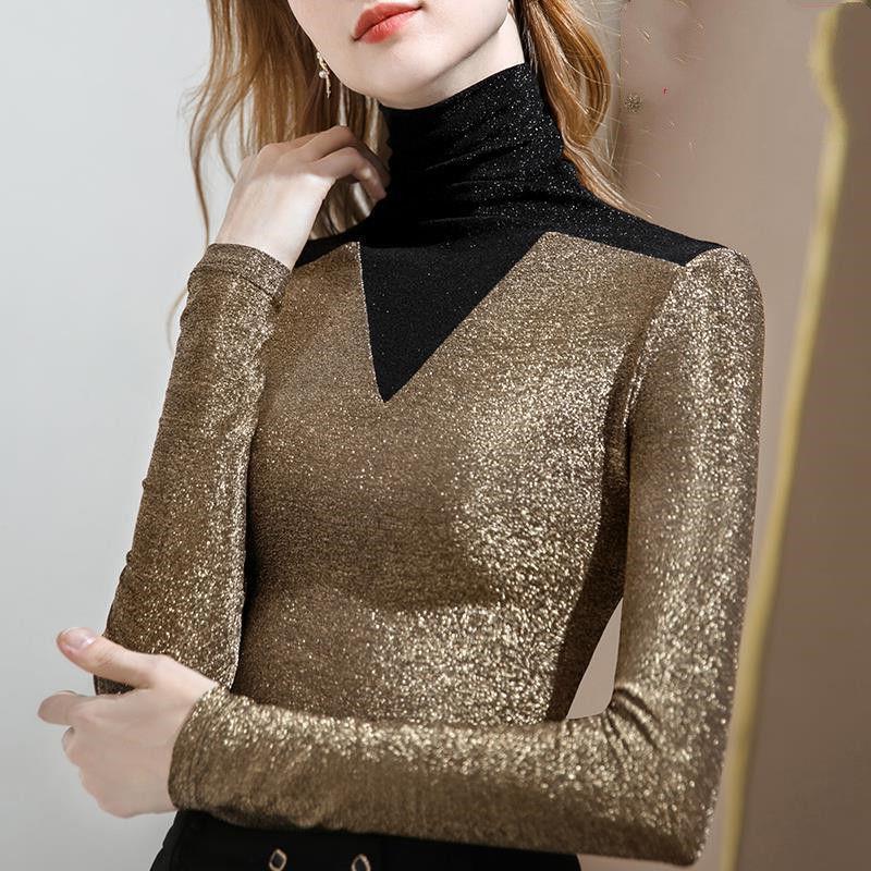 high neck contrast color bottoming shirt, view 7 - MRSLM