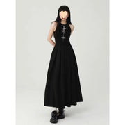 long sleeve A-line sling dress, view 2 - MRSLM