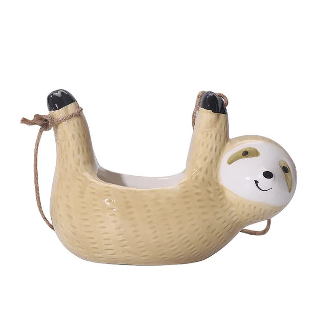 ceramic cartoon animal hanging plant pot, view 2 - MRSLM