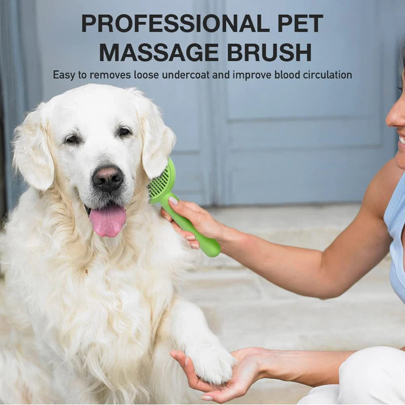 Self-cleaning pet grooming brush, view 3 - MRSLM