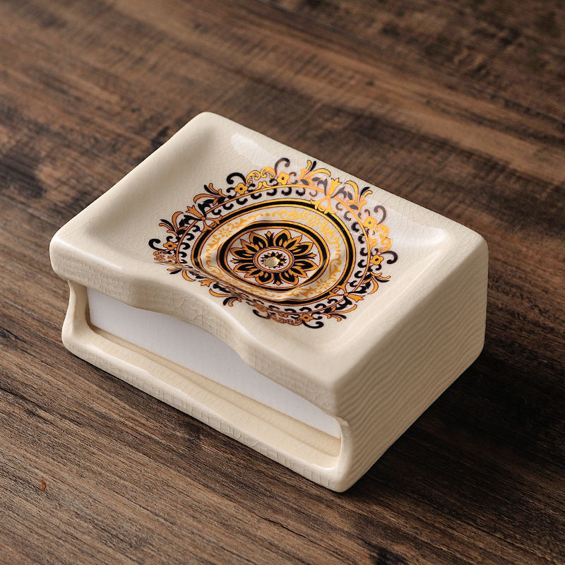 european ceramic soap box with double drain, view 10 - MRSLM
