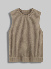 Women's sleeveless cable knit sweater vest, view 8 - MRSLM